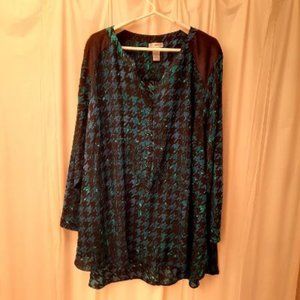 Catherines Blue and Black Tunic 3X